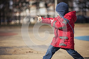 Cute little boy having fun in the park