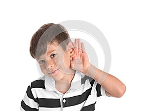 Cute little boy with hearing problem