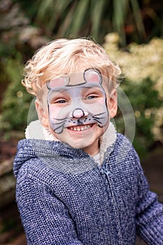 Cute little boy with his face painted