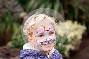 Cute little boy with his face painted