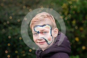 Cute little boy with his face painted