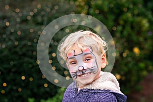 Cute little boy with his face painted