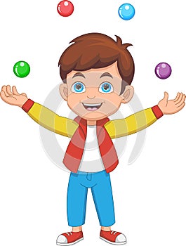 cute little boy juggling cartoon