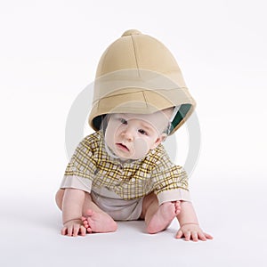 Cute little boy with safari hat