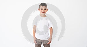 Cute little boy wearing blank t-shirt