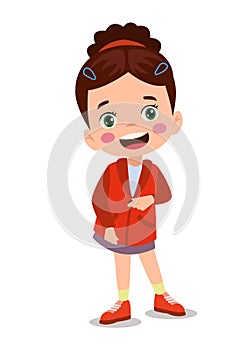 cute little boy wearing clothes get dressed daily routine activity