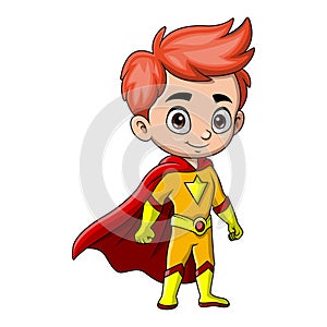 Cute little boy wearing costume super hero