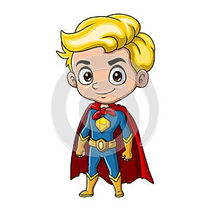 Cute little boy wearing costume super hero