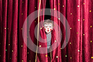 Cute little boy wearing face paint and a costume