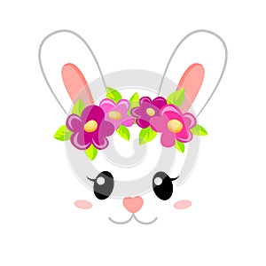 Cute little bunny. Print with rabbit and flovers for kids t-shirt