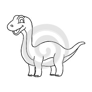 Cute Little Cartoon Baby Dinosaur - Diplodocus outline. Vector