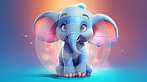 Cute little cartoon elephant - generative AI, AI generated