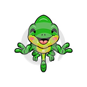 Cute little chameleon cartoon character