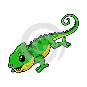 Cute little chameleon cartoon character