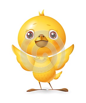 Cute little chicken - vector illustration isolated on white background