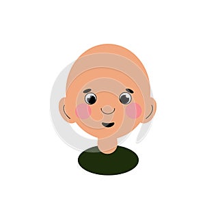 cute little child without hair, but with ruddy cheeks and beady eyes