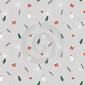 Cute Little Christmas Elements Seamless Pattern