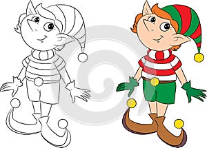 Cute little Christmas elf prepared especially for children`s book