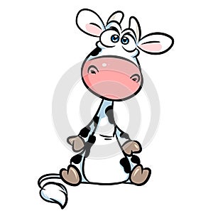 Cute little cow cartoon illustration