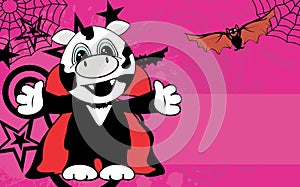 Cute little cow hug dracula costume halloween backgorund