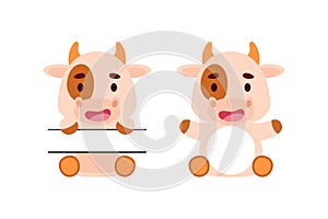 Cute little cow split monogram. Funny cartoon character for kids t-shirts, nursery decoration, baby shower, greeting cards,