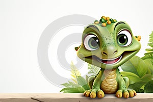 cute little crocodile on white background. 3d illustration