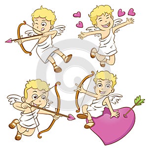 Cute little cupid on a white background