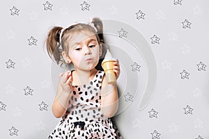 Cute little cute girl play the toy ice cream