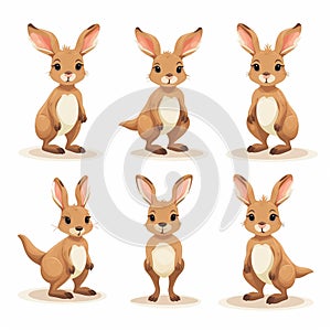 Cute little deer cartoon character set. Vector illustration isolated on white background