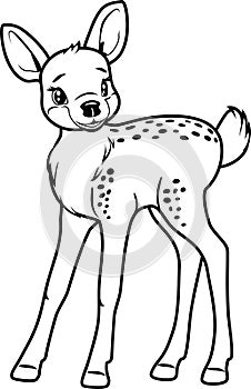 Cute little deer. Contour drawing