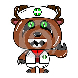 cute little deer doctor vector