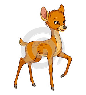 Cute little deer fawn funny cartoon vector photo