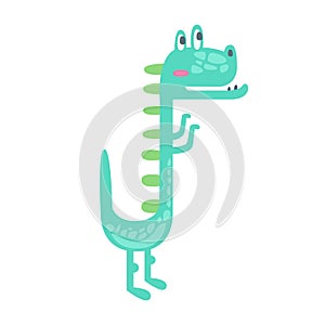 Cute little dino. Prehistoric animal character colorful vector Illustration