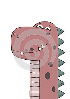 Cute little dinosaur. Cartoon character.