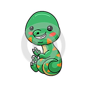 Cute little dinosaur cartoon sitting