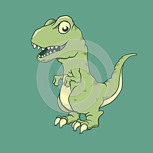 Cute little dinosaur raptor vector