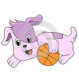 Cute little dog playing ball