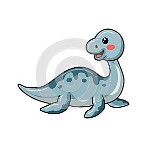 Cute little elasmosaurus dinosaur cartoon