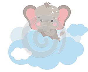 Cute little elephant in the clouds