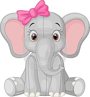 Cute little elephant girl sitting