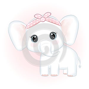 Cute little Elephant hand drawn cartoon illustration