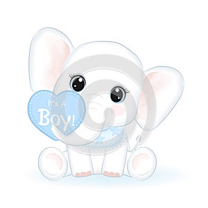 Cute Little Elephant with heart illustration