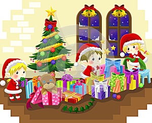 Cute little elves are celebrating Christmas