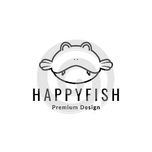 Cute little face monster fish happy logo design vector graphic symbol icon sign illustration creative idea