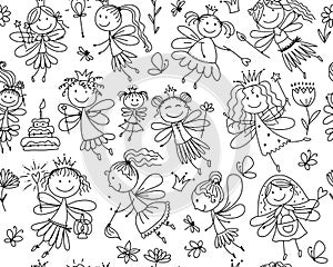 Cute little fairies collection, sketch for your design