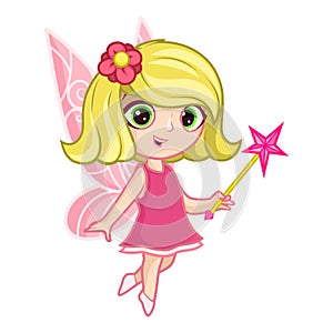 Cute little fairy with big eyes and wings