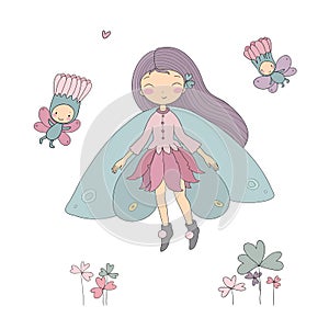 Cute little fairy. Princess and wood elves - Vector