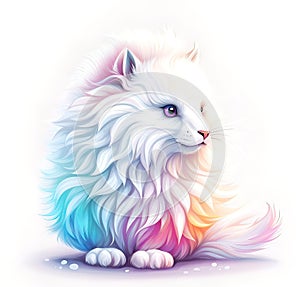 Cute little fantastic white fluffy animal,