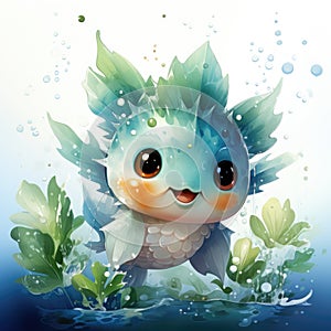 A cute little fish with big eyes in the water. Generative AI image.