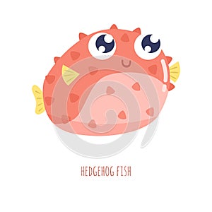 Cute little fish hedgehog vector illustration.